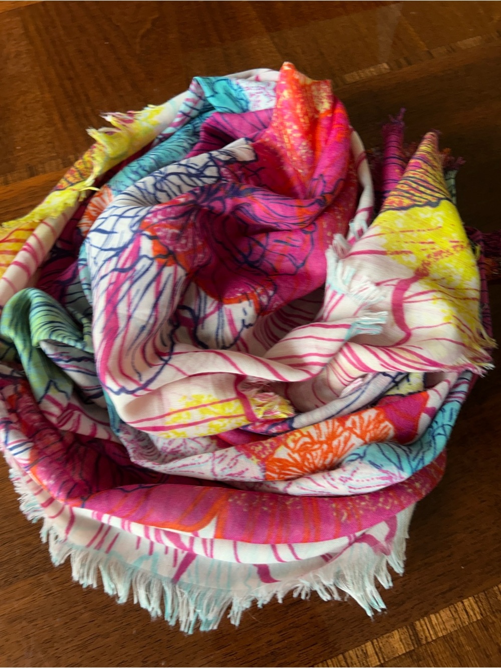 Vibrant Multicolor Floral Women's Scarf - Lightweight Printed Wrap 14“ x 72“
